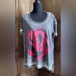 CHASOR distressed oversized rose tee.